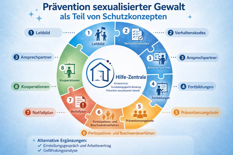 Schaubild zur Prävention sexualisierter Gewalt als Bestandteil von Schutzkonzepten in Einrichtungen